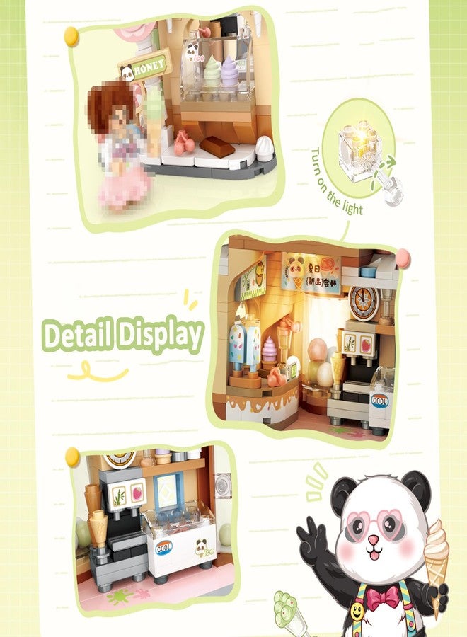 MEIEST Panda Ice Cream Shop Building Blocks Set,Mini City Shop Street View Particle Construction Building Bricks Toy,Home Decoration - Image 4